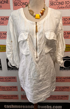 Load image into Gallery viewer, Ellen Tracy White 100% Linen Tunic (Size 1X)