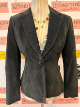 Load image into Gallery viewer, Black Real Suede Fitted Blazer (Size S Petite)