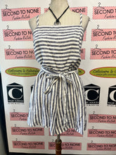 Load image into Gallery viewer, 100% Linen Striped & Belted Romper (Size 8)