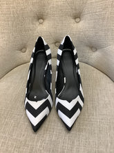 Load image into Gallery viewer, ASOS Black & White Chevron Pumps (Size 7)