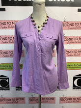 Load image into Gallery viewer, Tahari Purple 1/4 Button Up (Size M)