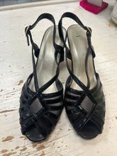 Load image into Gallery viewer, Vintage Black Peep Toe Heels (Size 8.5)