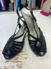 Load image into Gallery viewer, Vintage Black Peep Toe Heels (Size 8.5)