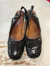 Load image into Gallery viewer, Black Perforated Leather Sling Back Heels (Size 7.5/8)