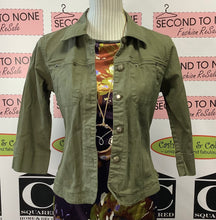 Load image into Gallery viewer, Olive Denim Look Jacket (Size S)