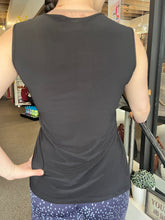 Cargar imagen en el visor de la galería, Black Sleeveless Mock-Wrap Shell Top (Made In Canada)