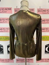 Load image into Gallery viewer, NWT Michael Kors Gold Shimmer Top (Size S)