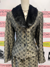 Load image into Gallery viewer, Elegant Faux Fur Collar Jacket & Skirt Set (Size 12P)