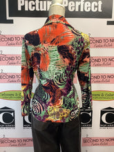 Load image into Gallery viewer, Mishca Bold Print Tie Front Blouse (Size Petite L)