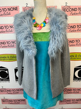 Load image into Gallery viewer, Light-Blue Faux Fur Sweater Jacket (Size XS)