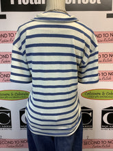 Charger l'image dans la galerie, H & M White/Blue Striped Terry Cloth Shirt (Size L)