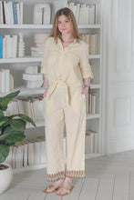 Load image into Gallery viewer, 100% Cotton Pants with Embroidered Hem
