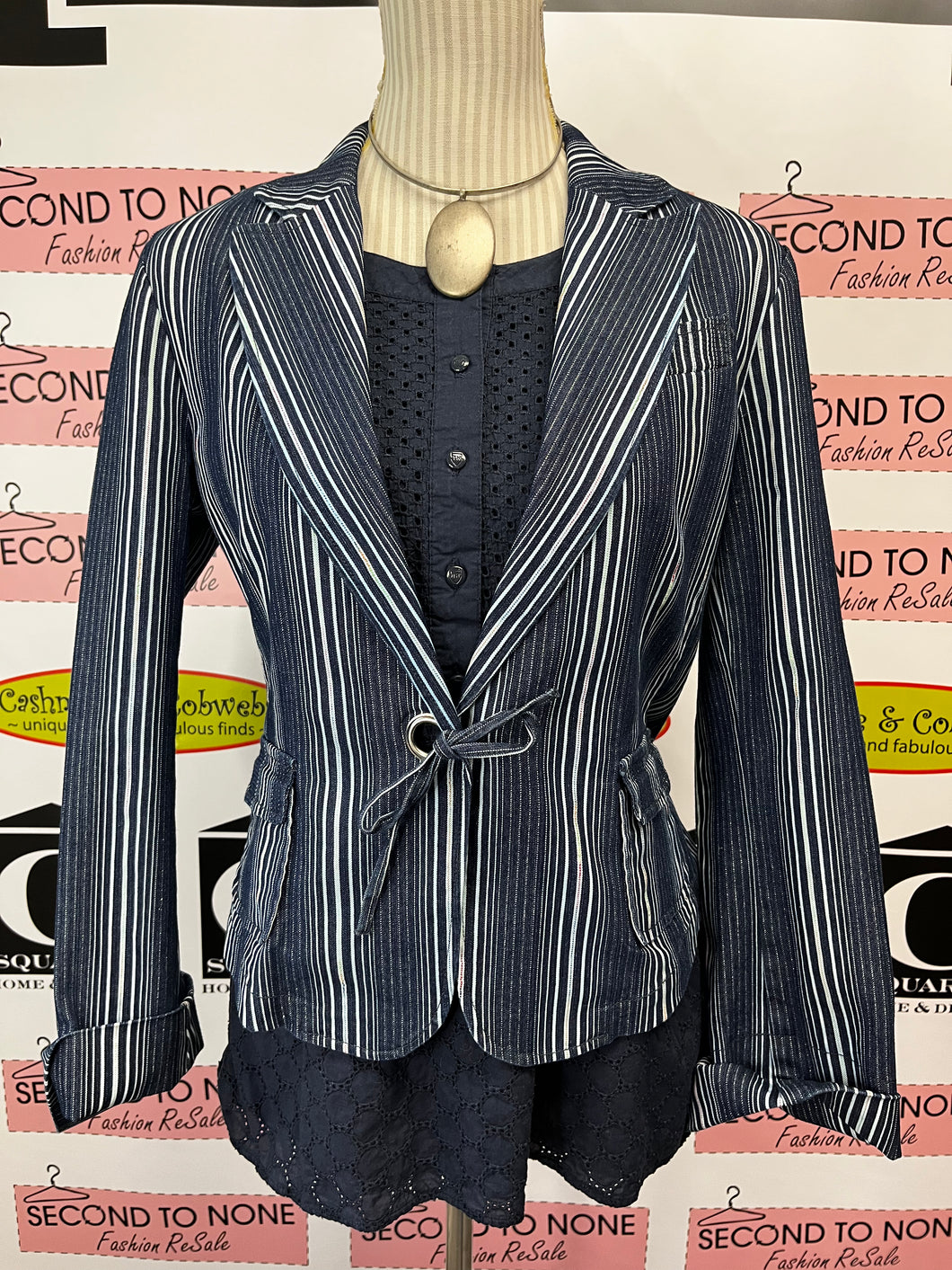 Jeanne Pierre Tie Denim Jacket (Size M)