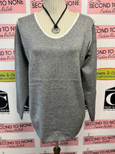 Load image into Gallery viewer, Grey With White Trim Sweater
