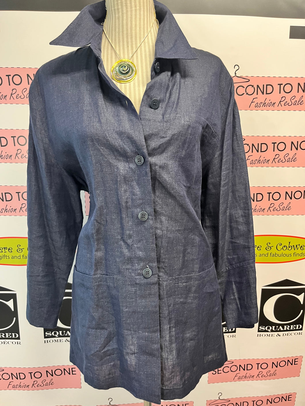 100% Linen Button-Front Tunic (Size 16)
