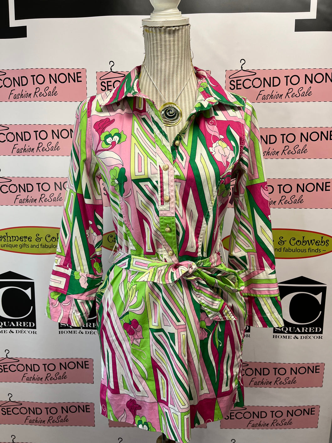 Talbots Groovy Print Button Front Tunic (Size 6P)