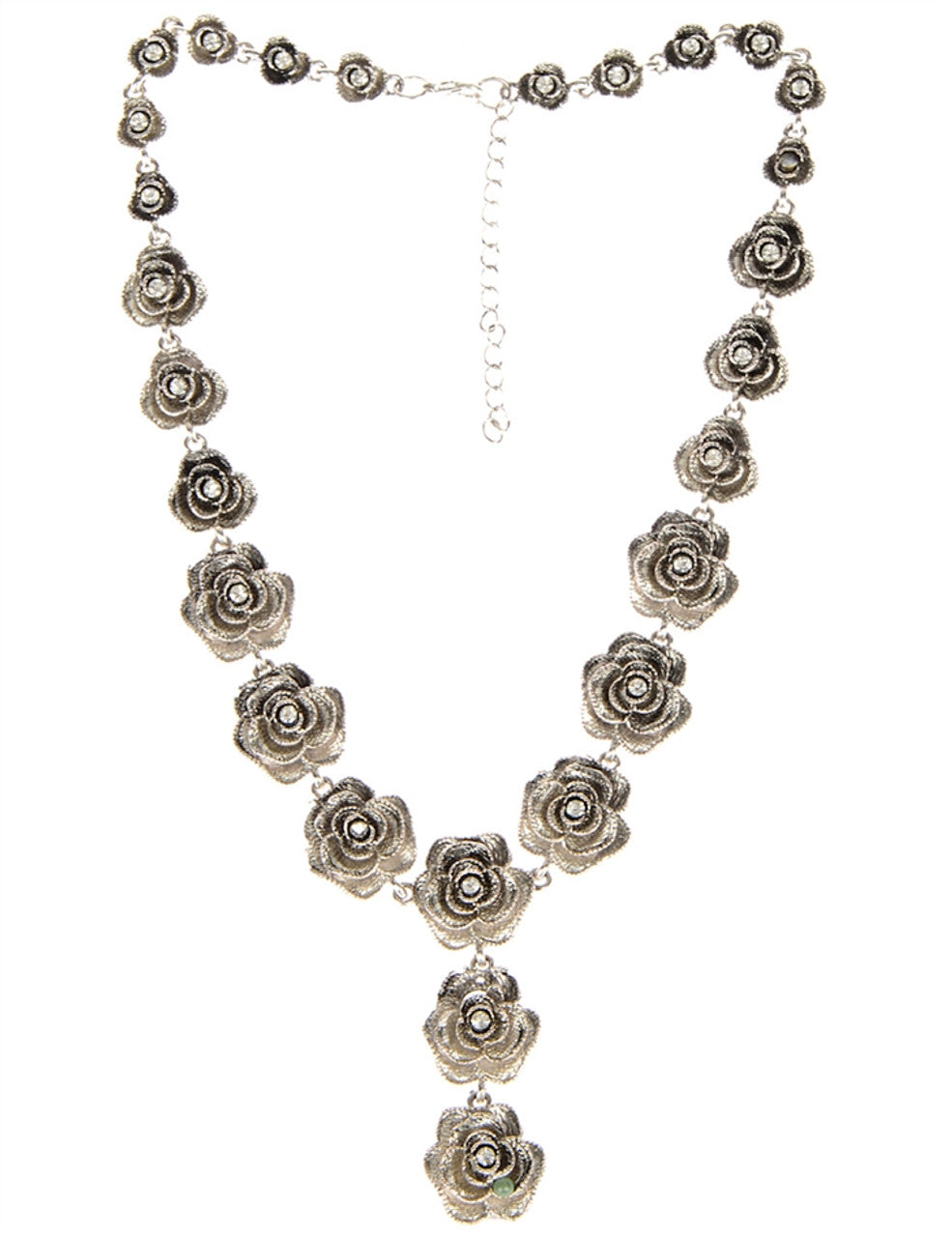 Silver Rose Heads Necklace (Only 1 Left!)