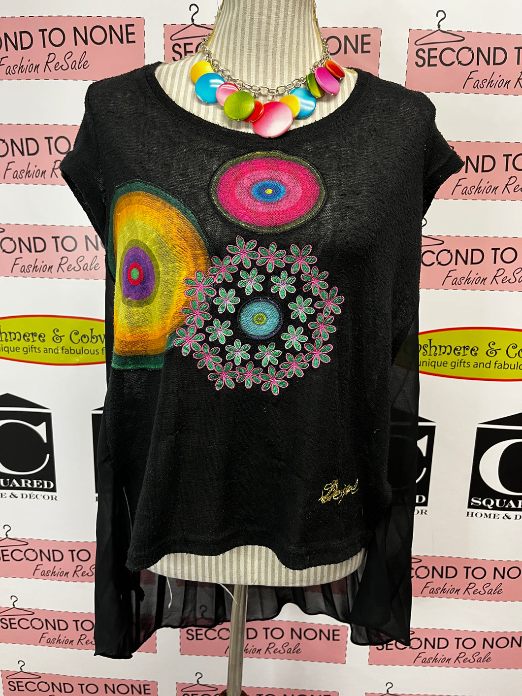 Desigual Sheer Back Top (Size M/L)