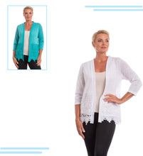 Load image into Gallery viewer, Lace-Trim Long Shrug (Only Teal Left!)
