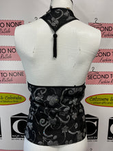 Load image into Gallery viewer, Vintage Black &amp; Silver Fitted Halter Blouse (Size 8)
