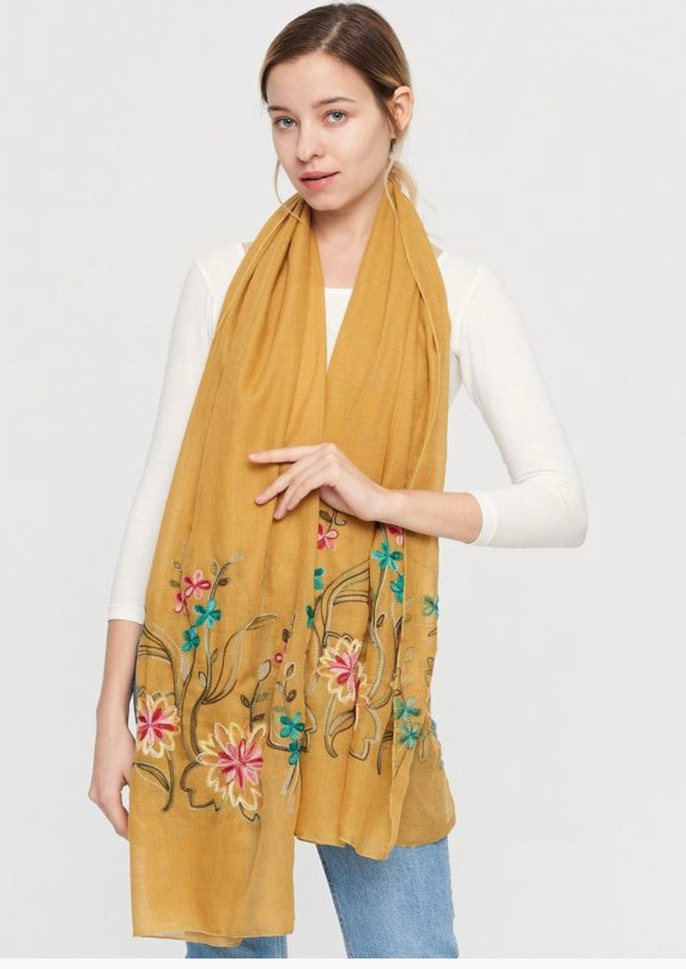 Boho Look Embroidered Scarf (Only 1 Left!)