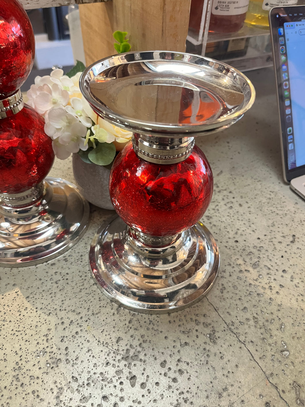 Red & Silver Candelabra (Two Sizes)