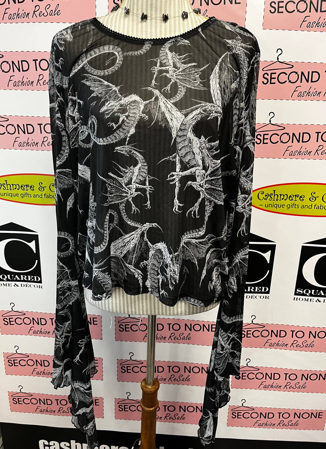 Mesh Dragon Long Sleeve Top (Size 3X)