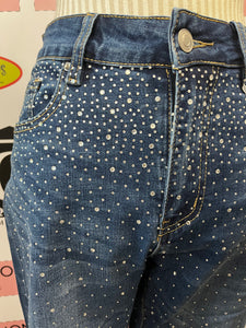 Dark Wash Bedazzled Jeans (Only 1 XL Left!)