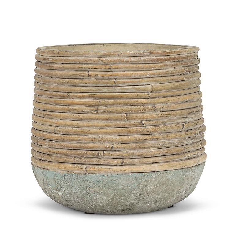 Cement Rattan Wrap Look Planter