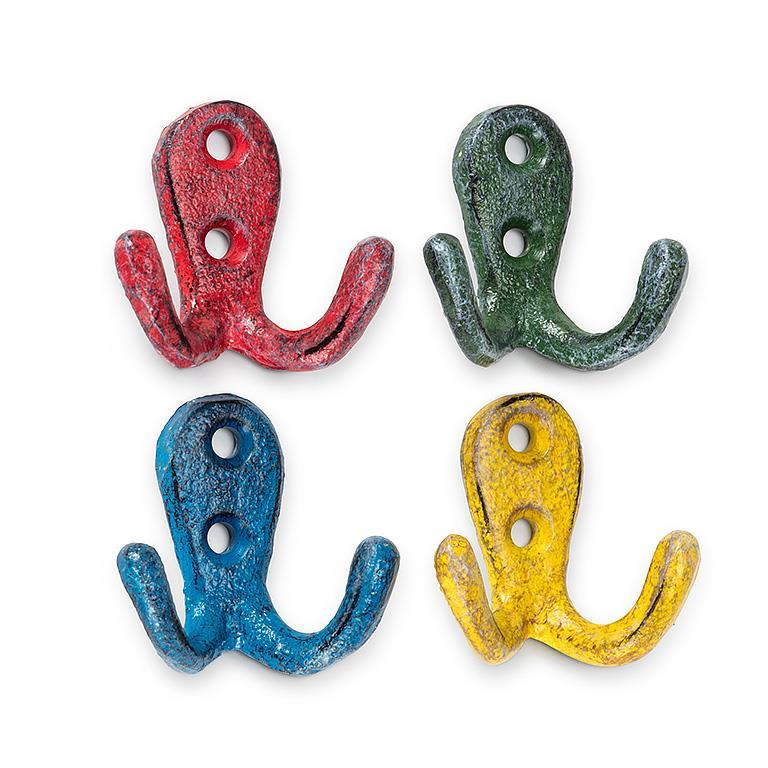 Mini Cast Iron Rustic Painted Hooks (4 Colors)