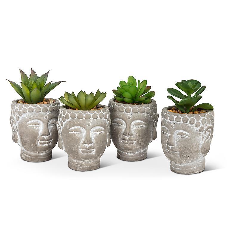 Faux Succulent in Buddha Head Pot (3 Plant Choices)