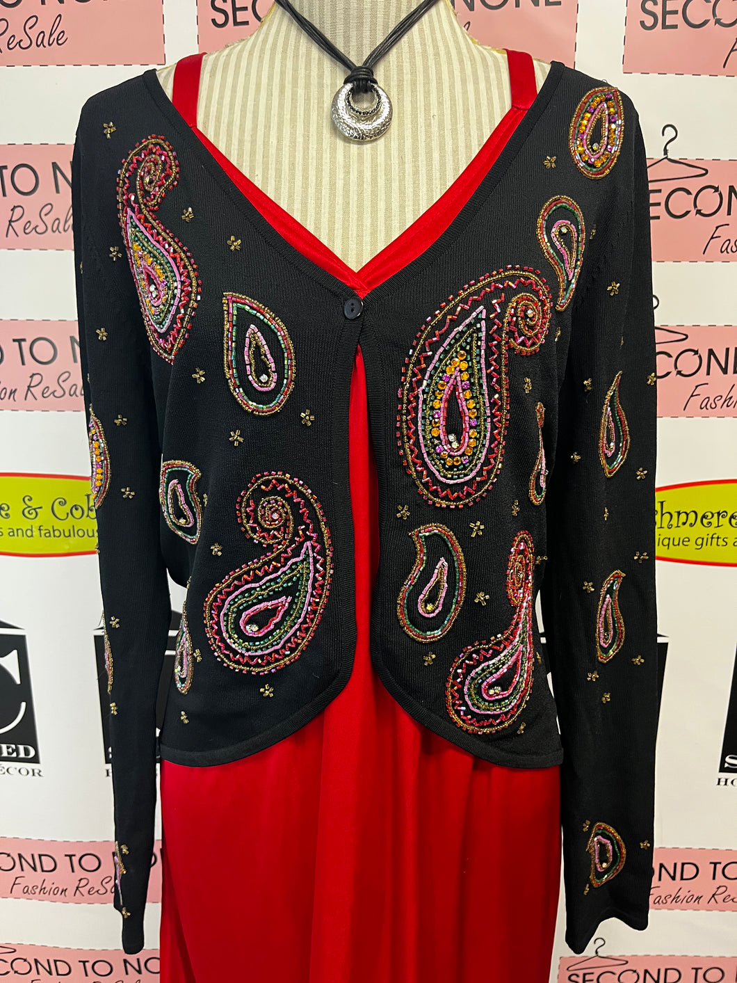 Simon Chang Beaded Cardigan (Size M)