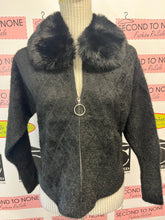 Load image into Gallery viewer, Faux Fur-Collar Zipper Front Cardigan (2 Colors)
