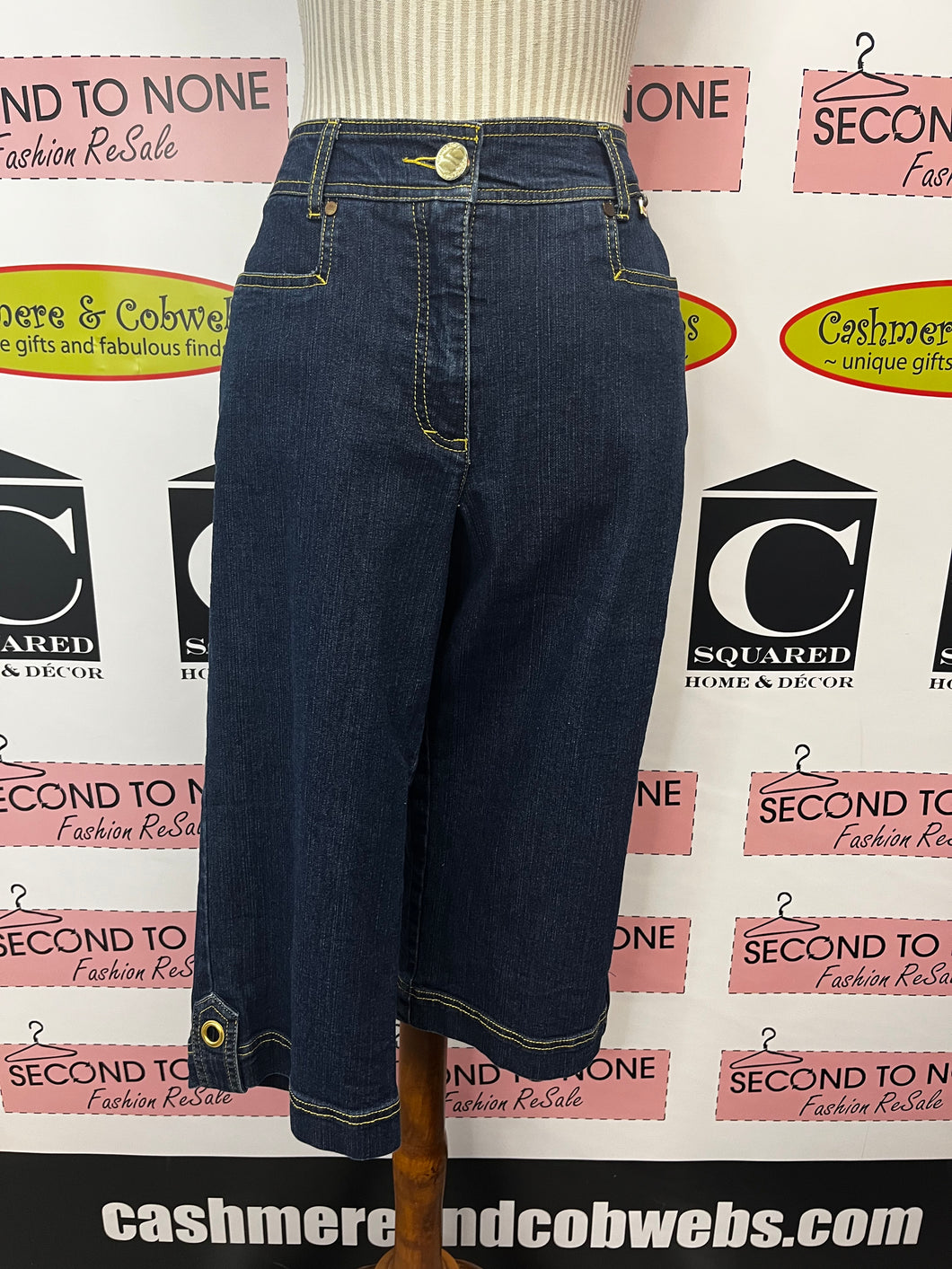 Stretch-Denim Long Shorts (Size 10)