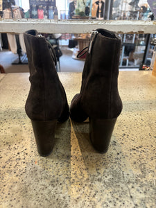 Brown Suede & Leather Heeled Booties (Size 6.5)
