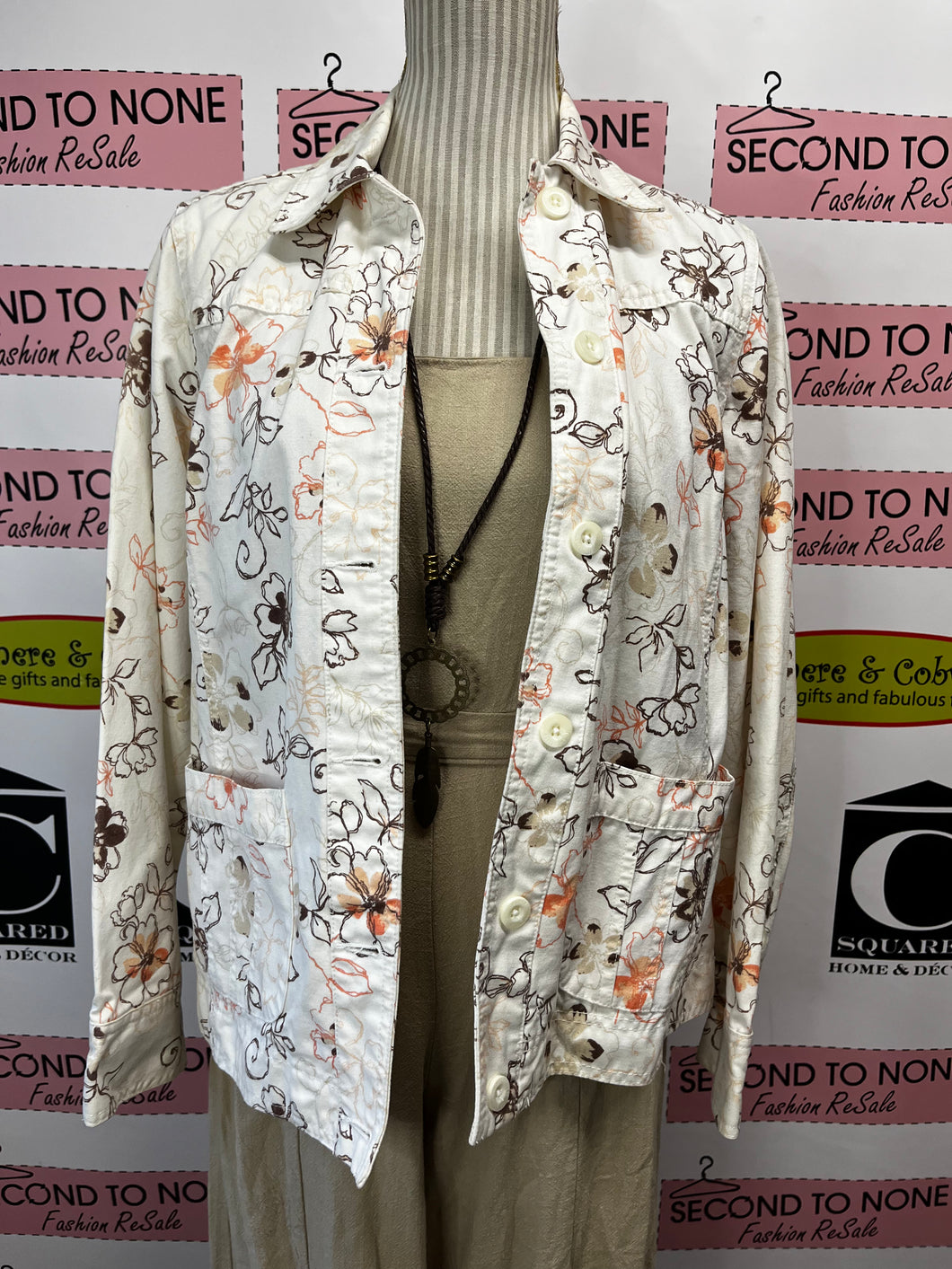 Floral Print Cotton Jacket (Size S)