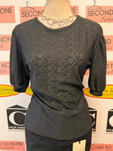 Load image into Gallery viewer, Black Eyelet Accent Blouse (Size M)
