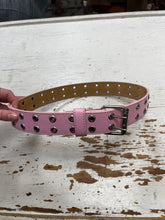 Load image into Gallery viewer, Pink Double Grommet Leather Belt (Adjustable Sizing)
