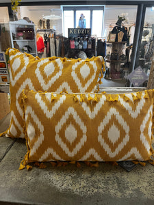 Square Yellow Fringe Pillow