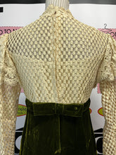 Load image into Gallery viewer, Vintage Handmade Lace &amp; Velvet Dress (Size S)
