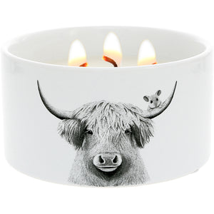 Highland Cow Triple Wick UNIQUE REVEAL Soy Candle
