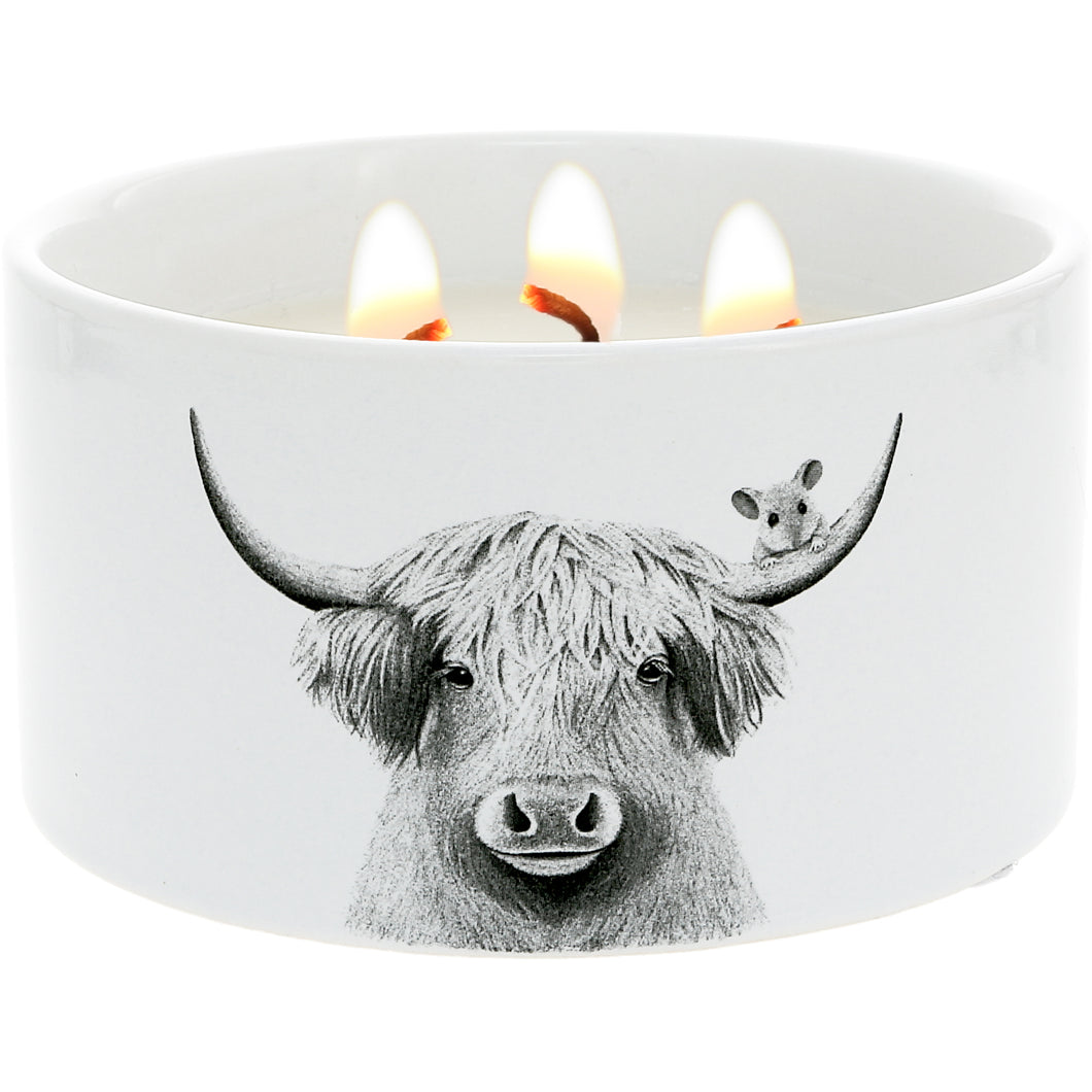 Highland Cow Triple Wick UNIQUE REVEAL Soy Candle