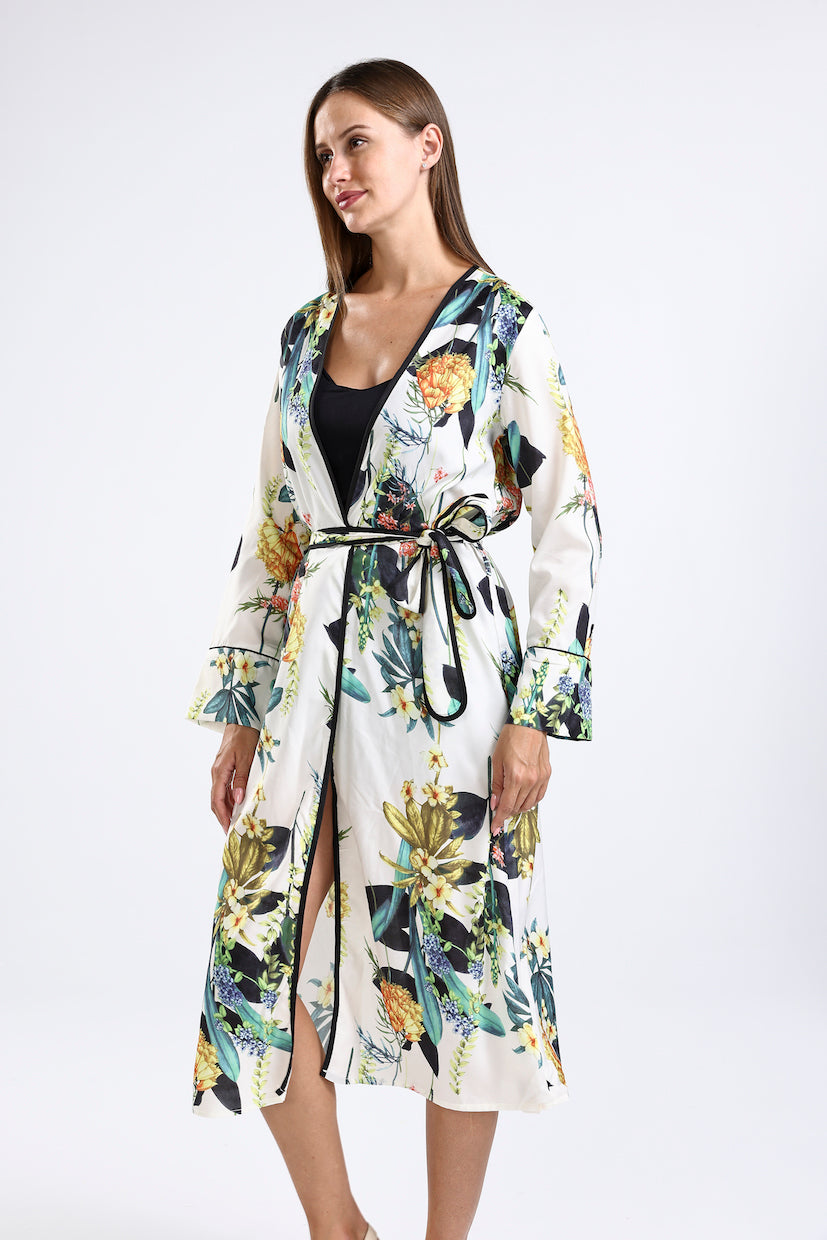 Satin Belted Kimono (One Size)