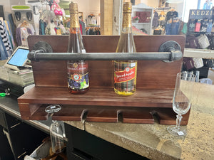 Industrial Pipe Wine Glass & Bottle Rack