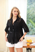 Load image into Gallery viewer, Black Cotton Embroidery Top (One Size) (Only 1 Left!)
