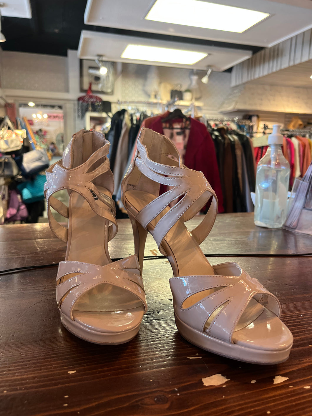 Le Chateau Strappy Nude Heels (Size 10)