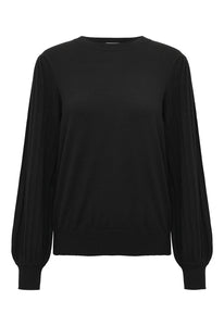 Pleated Sleeve Knit Top (2 Colours)