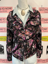 Charger l'image dans la galerie, Tribal Velvet Purple Floral Denim Jacket (Size L)
