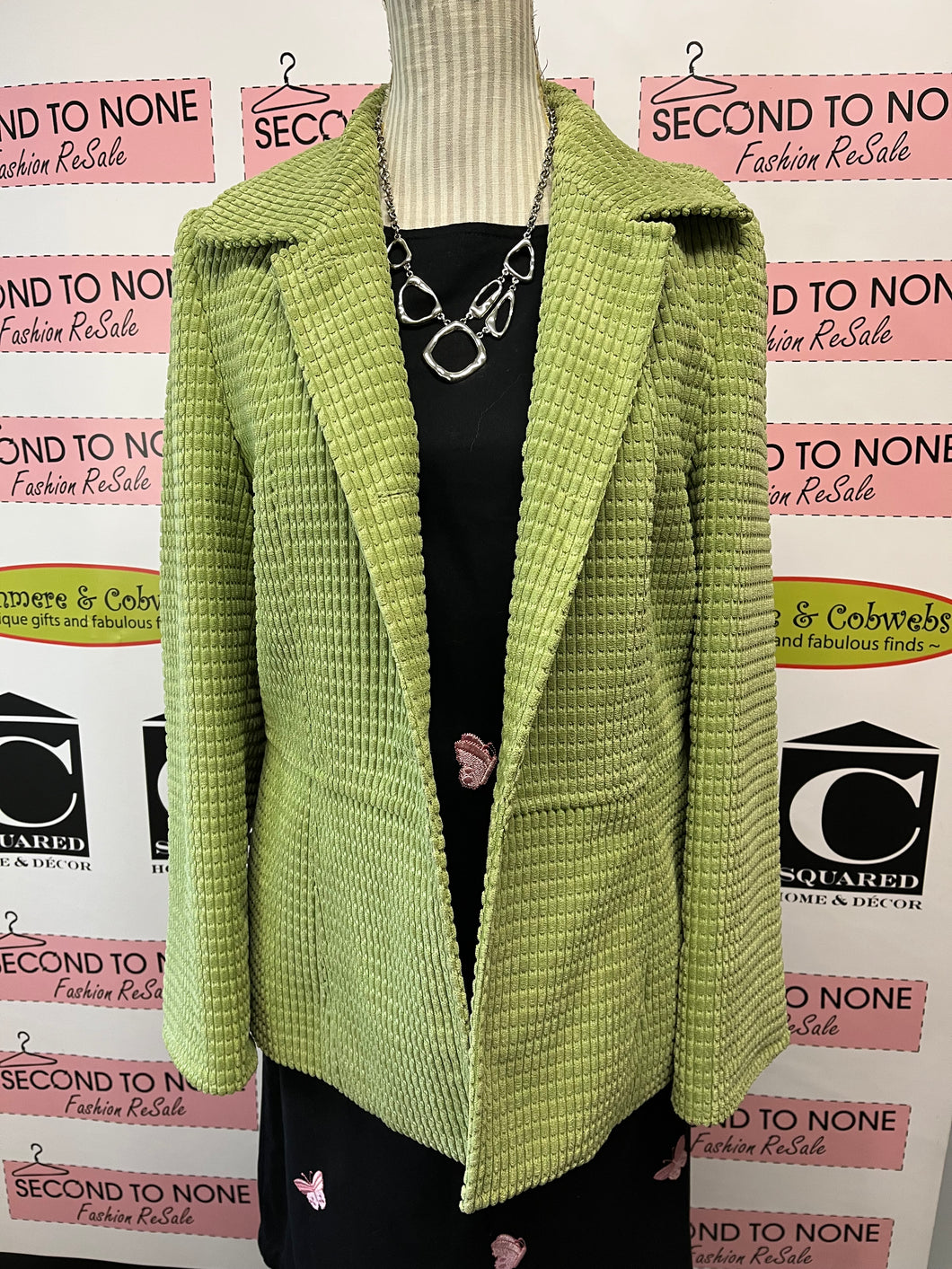 Lime Green Textured Blazer (Size 8)