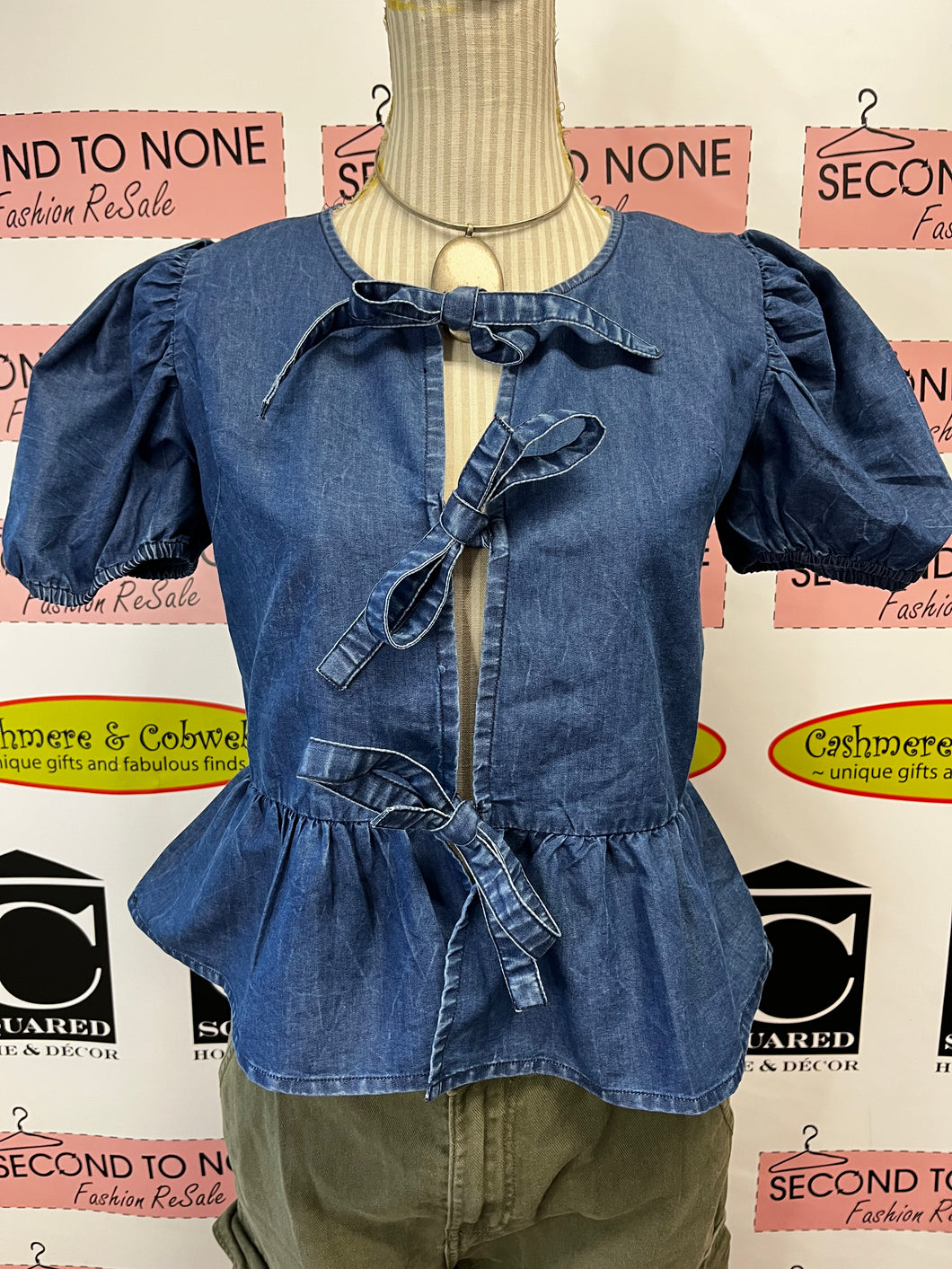 NWT Denim Baby Doll Top (Size S)